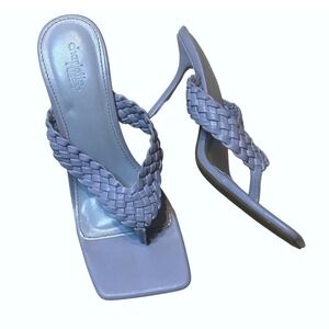 NWOT Charles Albert Womens Braided Slip On High‎ Heel Thong Sandal Purple Size 8